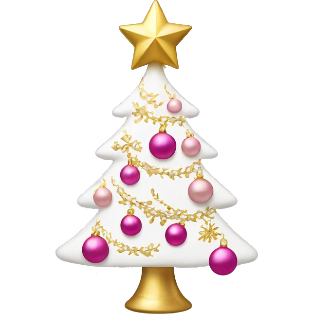 White Christmas tree with pink and gold ornaments  emoji