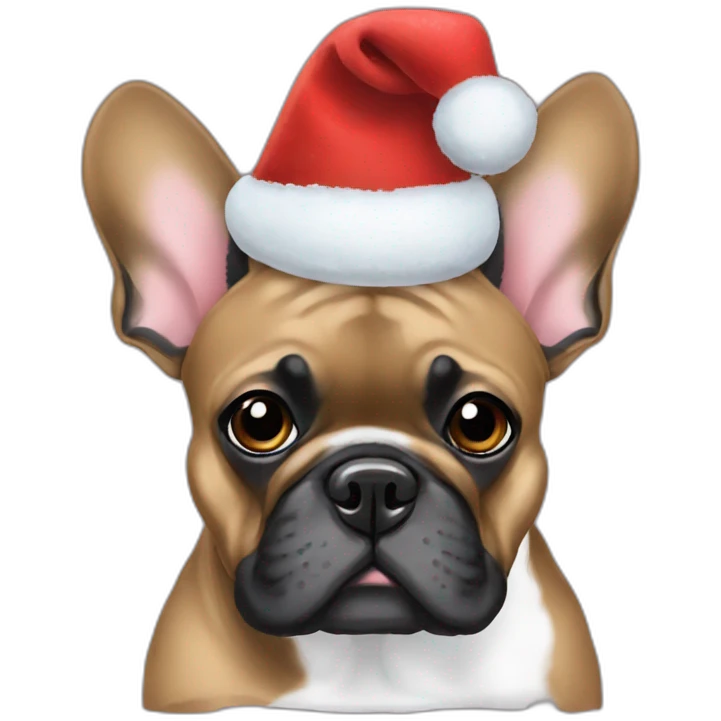 brindle frenchie christmas hat emoji