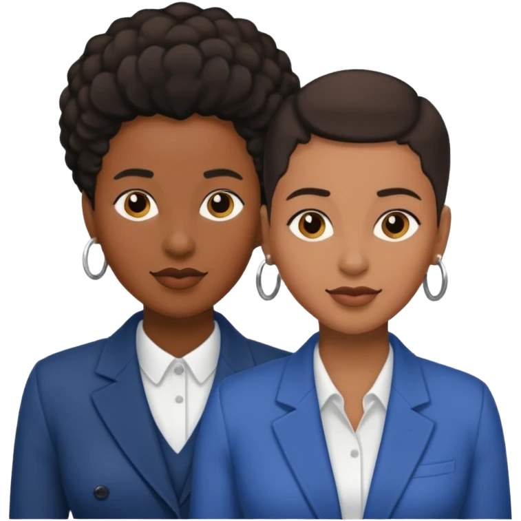 Black lesbian couple with one masculine and one feminine emoji