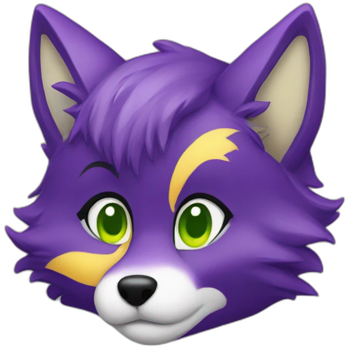 purple yellow fox furry green eyes emoji