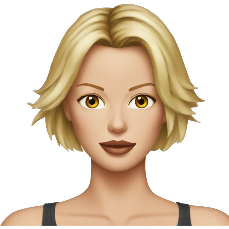 super realistic face of charlize theron wearing tank top emoji