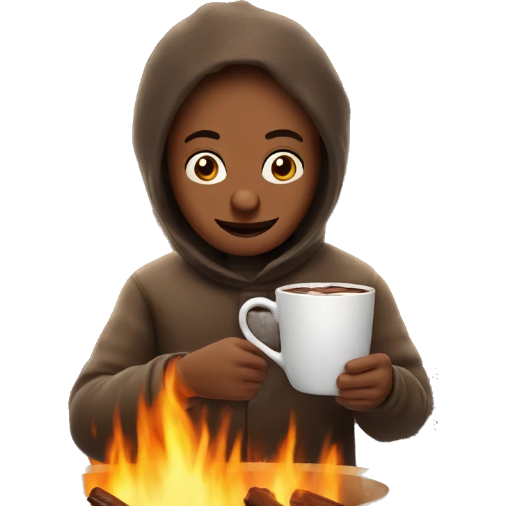 Holding hot chocolate in front of the fire  emoji