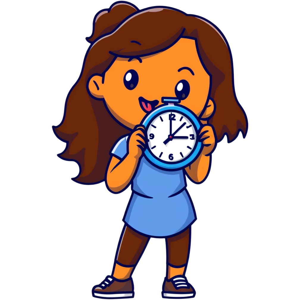 Brown girl holding clock tounge out emoji