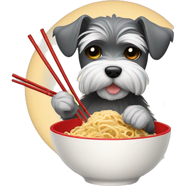 schnauzer eating ramen noodles with chopsticks emoji