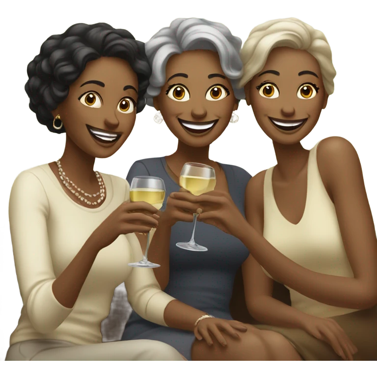 Three women drinking white wine emoji