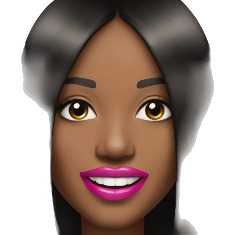 Naomi Campbell long black hair smiling pink lipgloss  emoji
