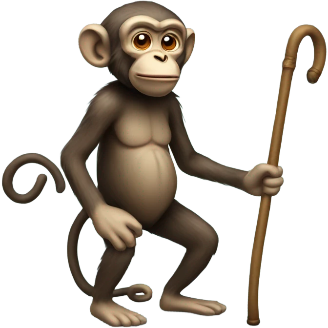 Very Old Monkey with cane emoji