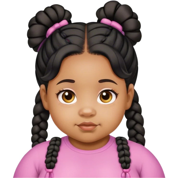 Create a light skin black girl about five years old and chubby with pig tails  emoji