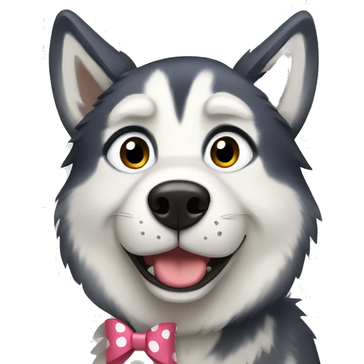 husky with spots and a bow  emoji