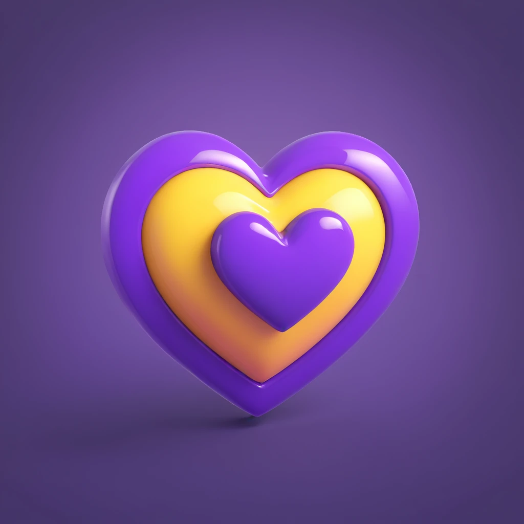 purple heart, glossy, 3D effect emoji
