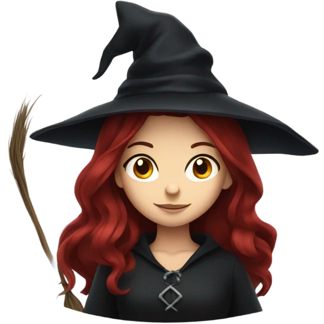 witch girl with dark red hair emoji