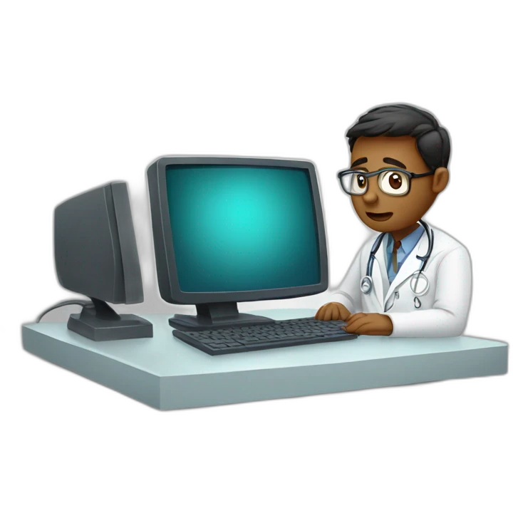 worried doctor typing on computer emoji