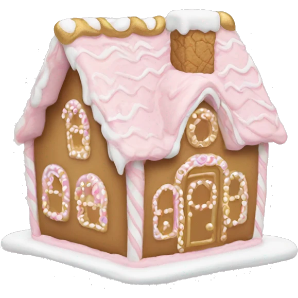 light pink and gold and white gingerbread house emoji