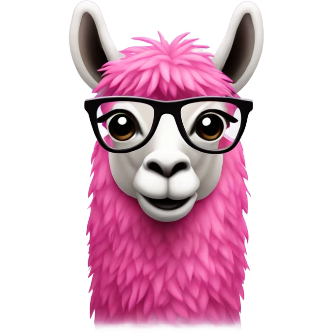 Pink lama with glasses emoji