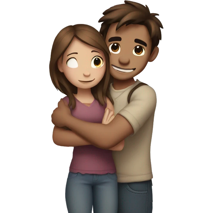 Stitch hugging a brown haired girl emoji