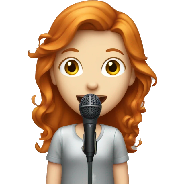 Ginger haired girl with microphone singing  emoji