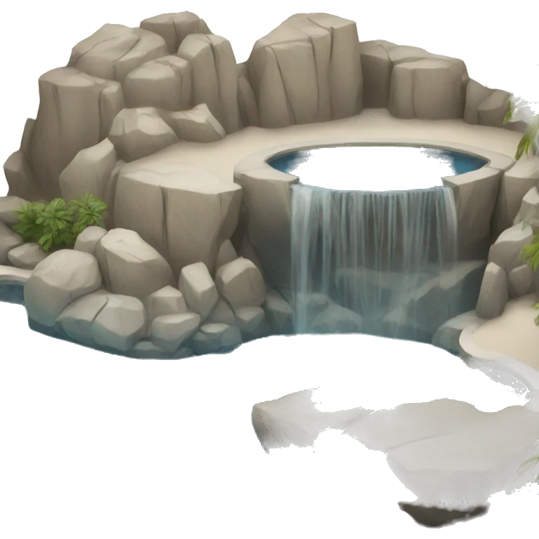 Luxury pool with massive rock formations  emoji