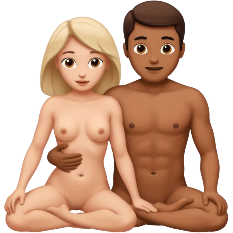 A naked woman and man in the 69 position emoji