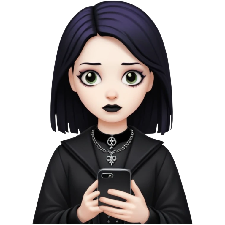 goth scrolling on  phone emoji