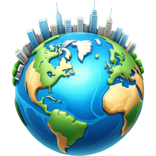 3d planet earth with building emoji