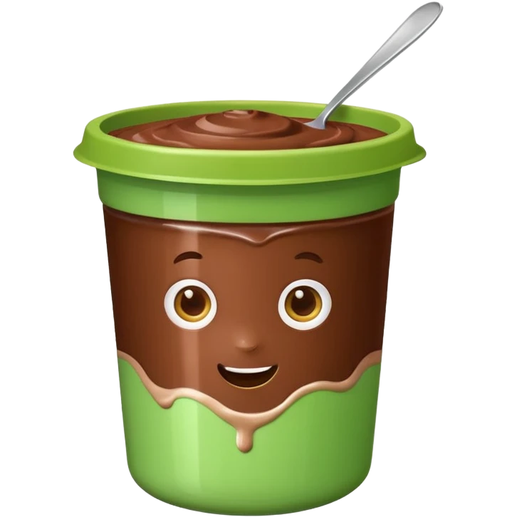 A chocolate yogurt with green packaging emoji