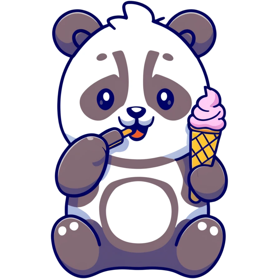 Panda eating ice cream emoji