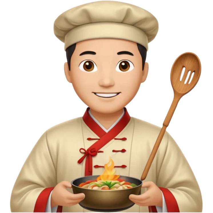 create emoji of a chinese man from 2000BC China cooking emoji