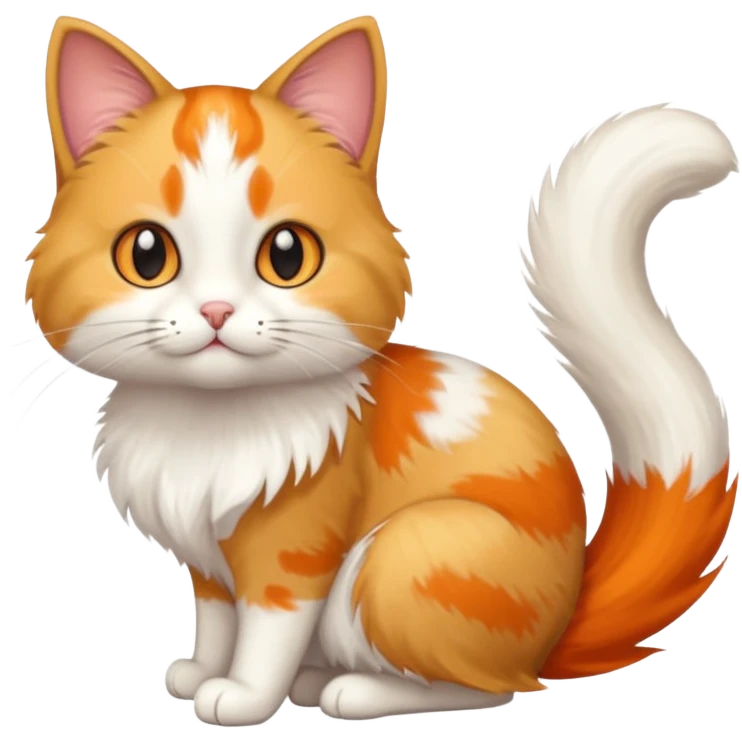 Cat with Fluffy Tails different color emoji