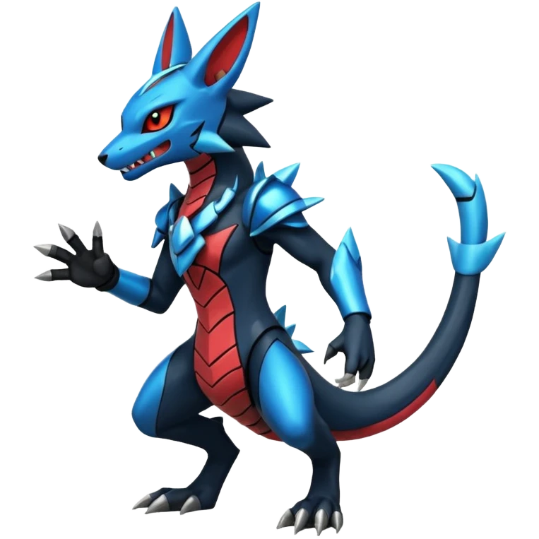 Edgy futuristic Zeraora-Salandit-Lucario-fusion emoji