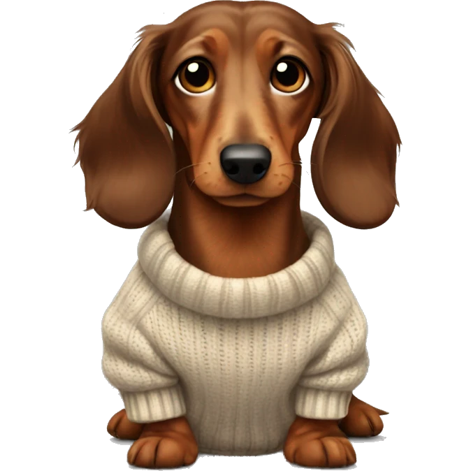 Brown Long-haired dachshund in a sweater emoji