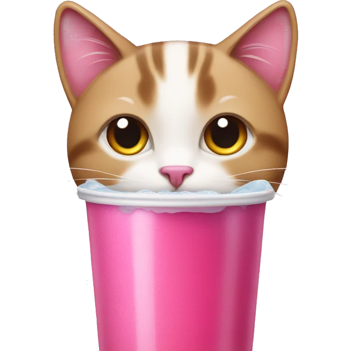 cat with pink drink emoji