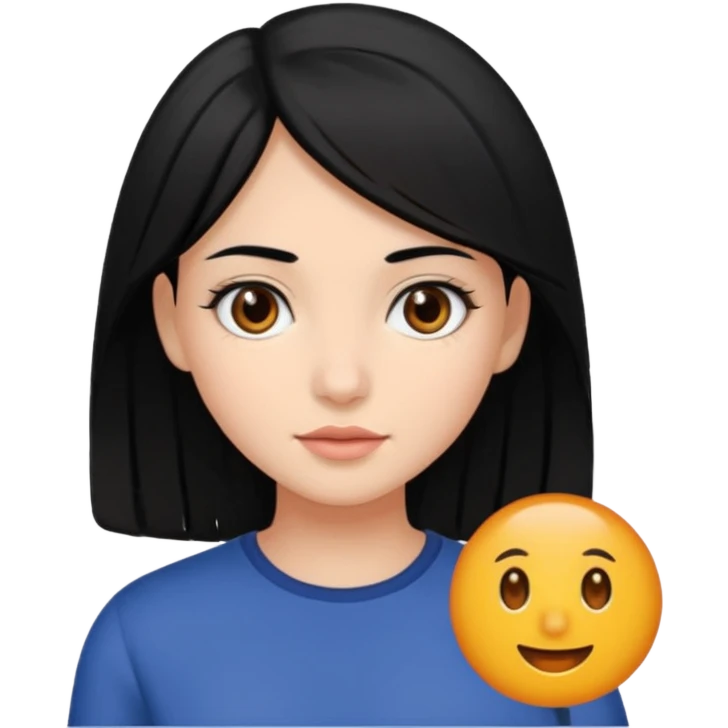 chica con pelo  negro y media melena y ojos marrones oscuros emoji
