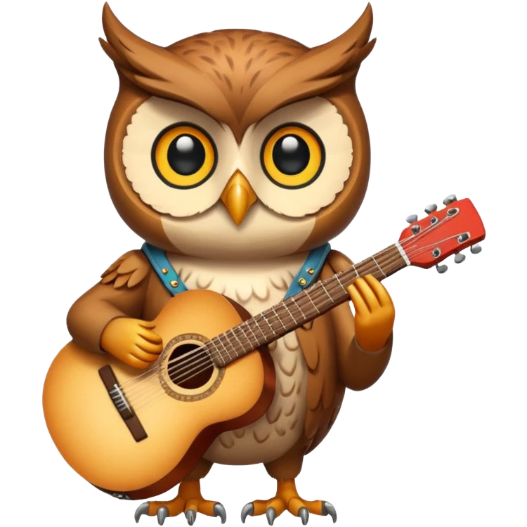 an owl witha a guitar emoji
