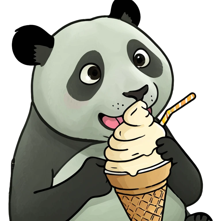 Panda eating ice cream emoji