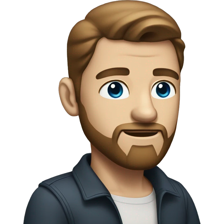 Standing men with slick back hair, beard, blue eyes, brown hair emoji