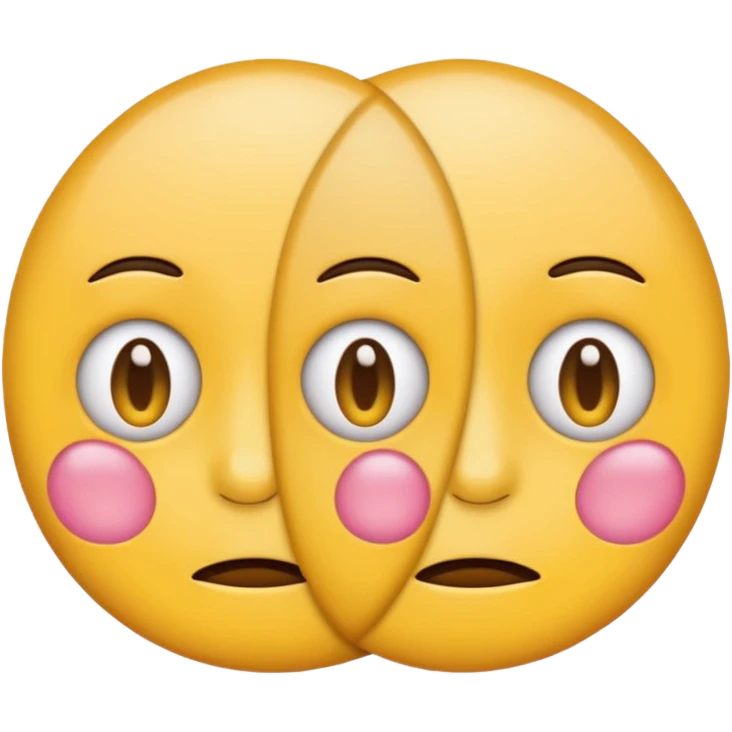two  round faced emojis not happy stuck together no pink cheeks emoji