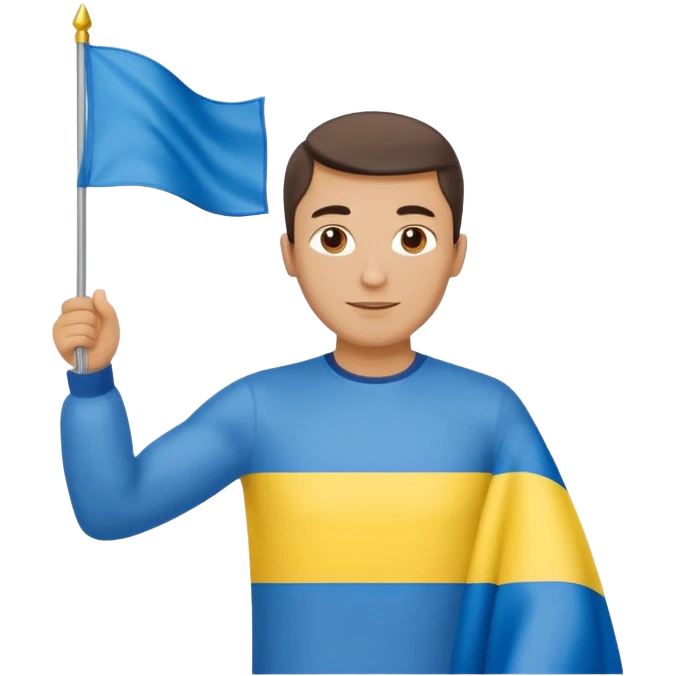 photorealistic Ukrainian man with the flag of Ukraine emoji