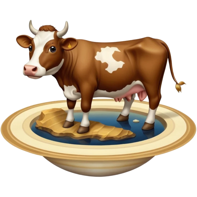 a cow and saturn but the cow head on top of saturn and human feet at the bottom emoji