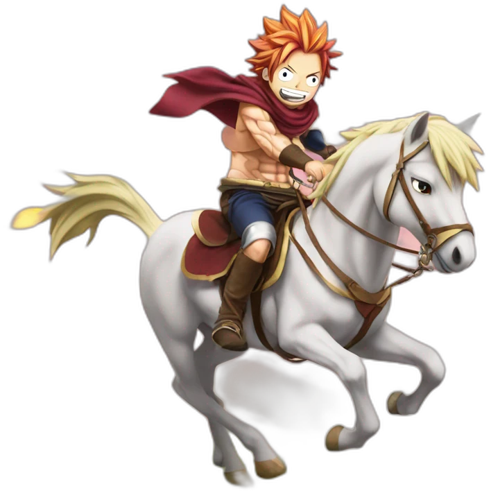 natsu from fairy tail anime riding a horse emoji