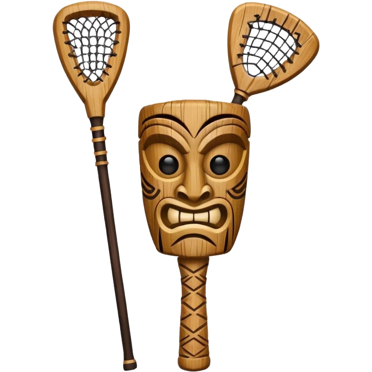 wooden tiki with lacrosse stick emoji