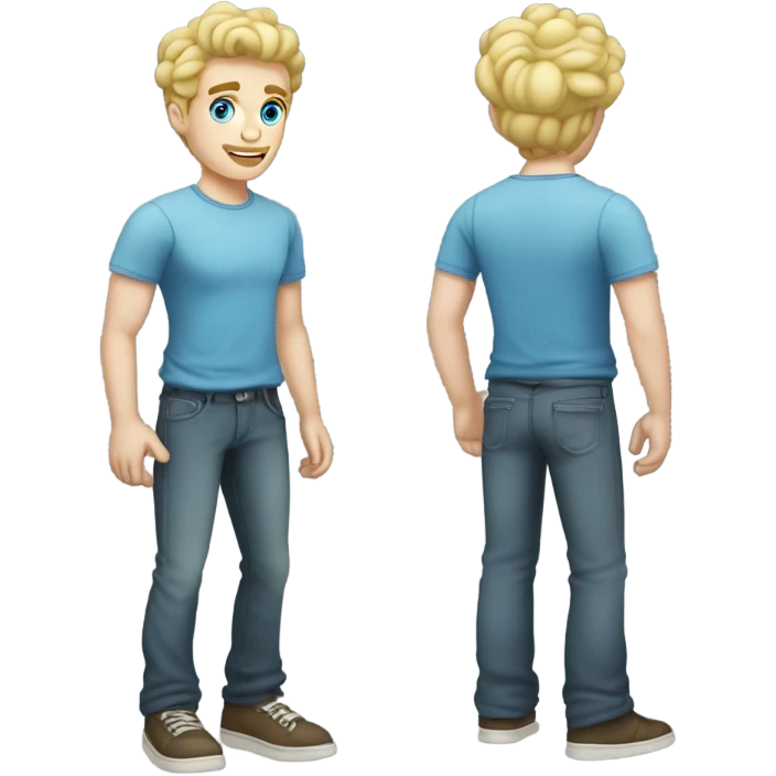 full body standing light curl blonde 30yo man blue eyed pale skin emoji