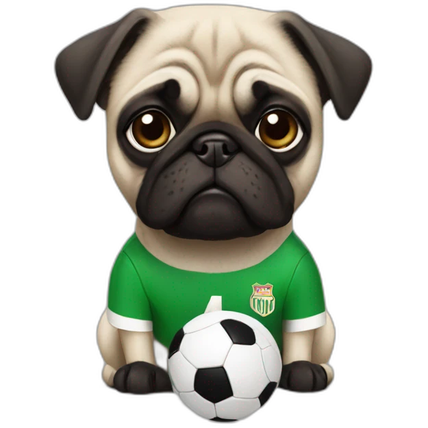 Pug with a soccer jersey with the number 7 emoji