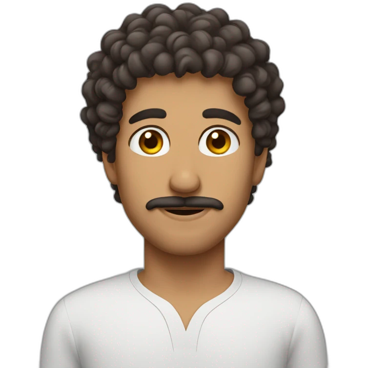 Arabic guy curly hair square jaw mustache emoji