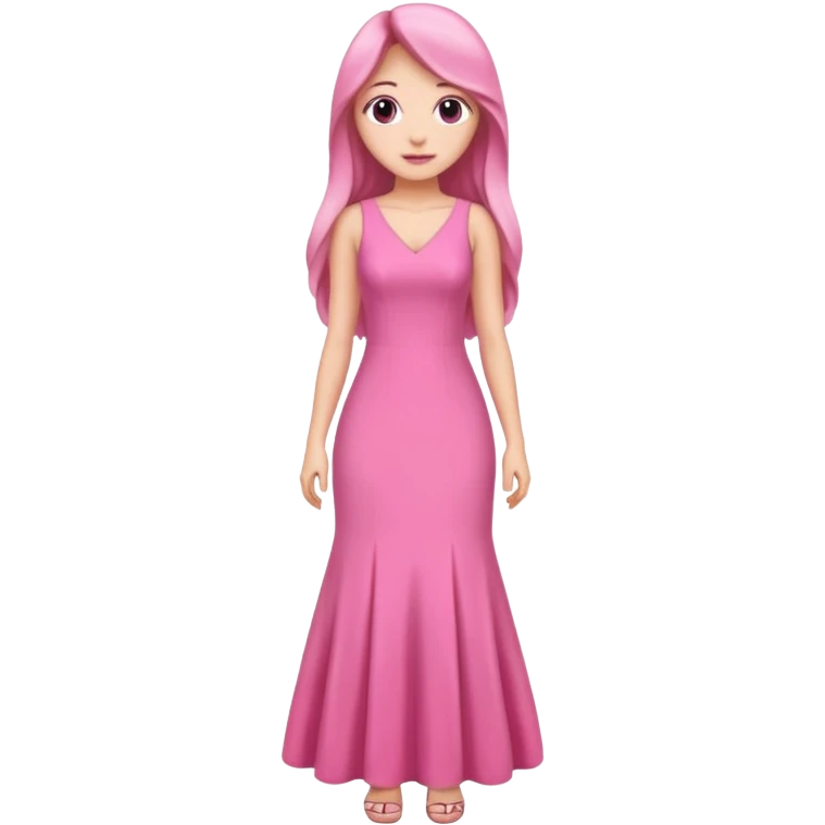 woman long hair pink dress full body emoji