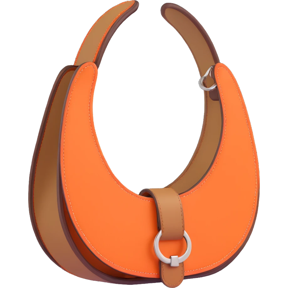 horseshoe, 3D, brown camel leather, Hermès orange accents, no text emoji