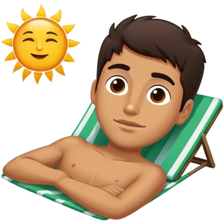 Dark haired guy laying in the sun in Mexico emoji