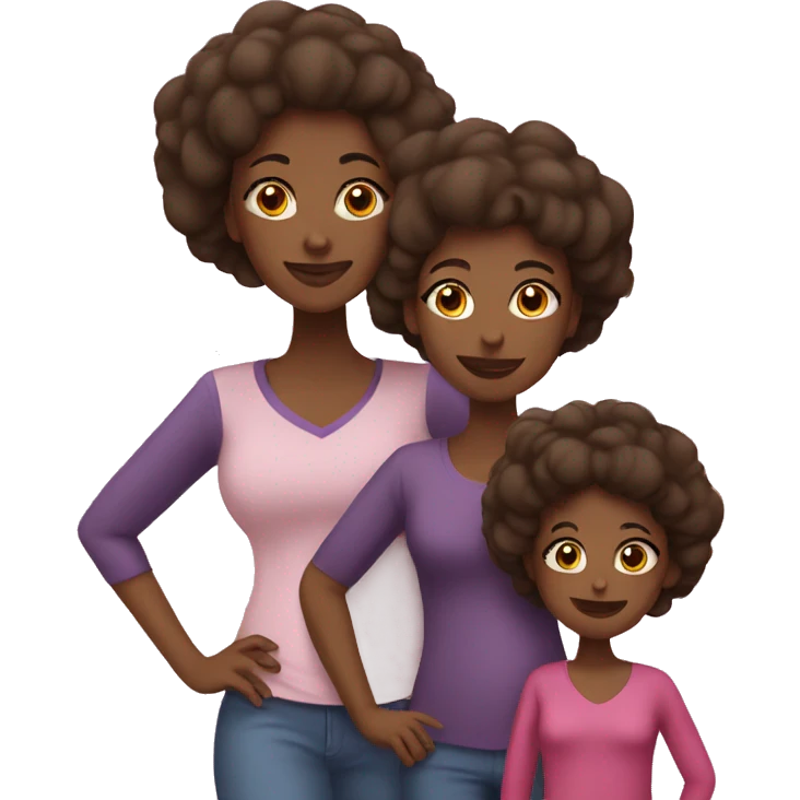 black mom with two daughters  emoji