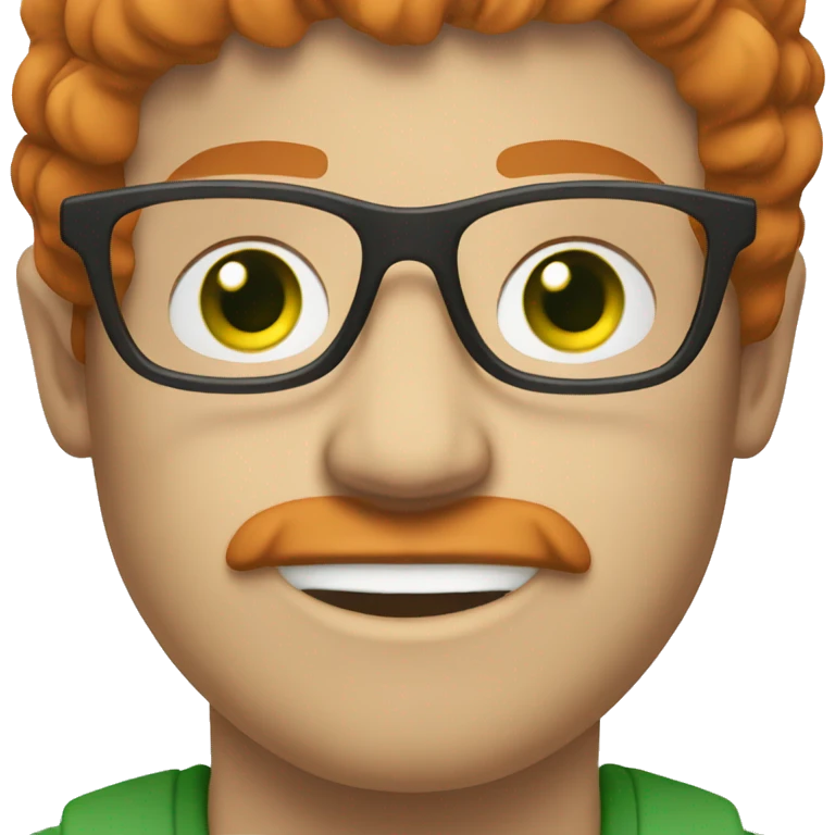 red hair white man with glasses green eyes moustace emoji