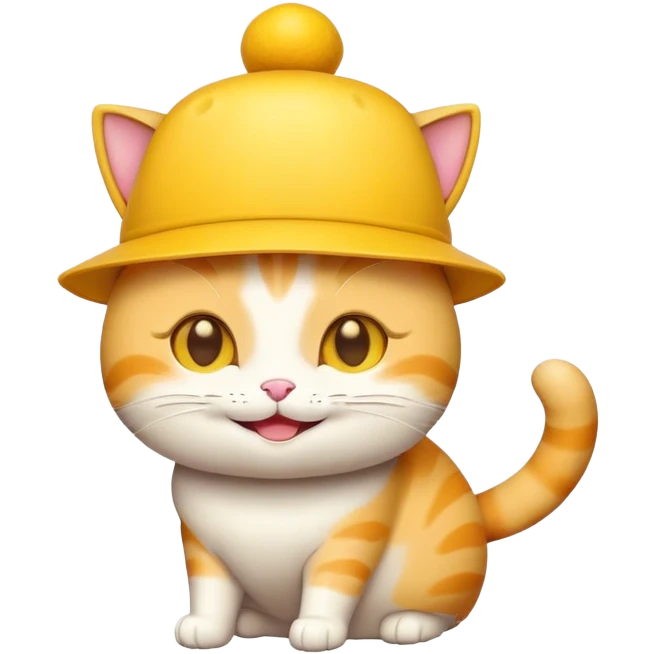 Cheese cat wearing a yellow hat emoji
