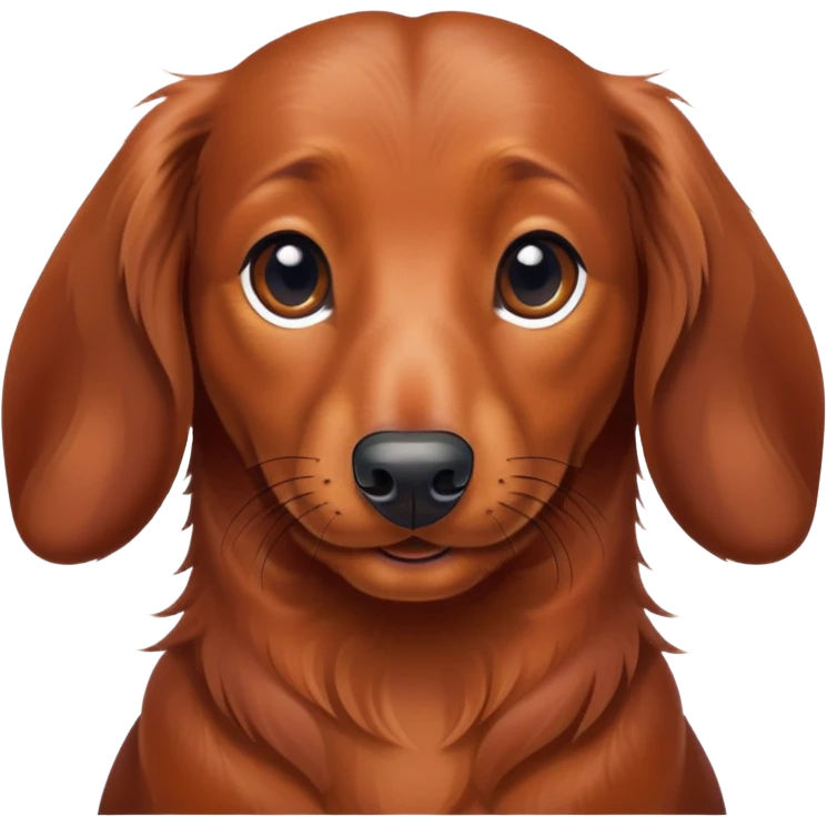 Elegant Hairy red brown daschund looking happy emoji